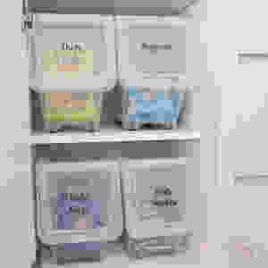 Pantry organisation - roll out tubs from Aldi and labels from Little Label Co