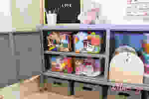 IKEA PS TV cabinet recycled to toy storage hack