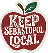 Red apple logo with 'KEEP SEBASTOPOL LOCAL'