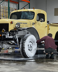 Ram Power Wagon during a decontamination wash