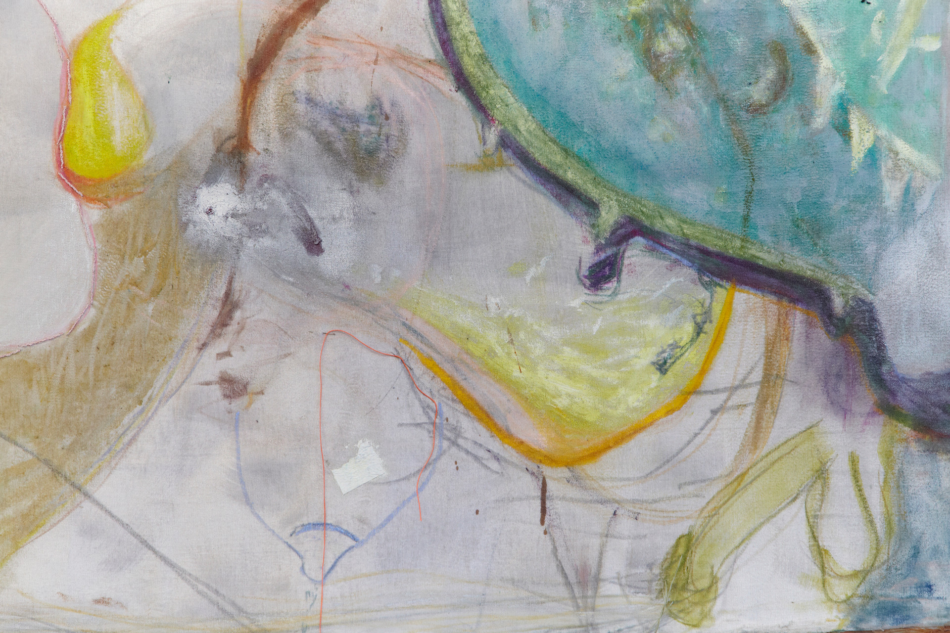 Guts, 109 x 136 cm, Oil, threads and latex on Cotton, 2015 (detail