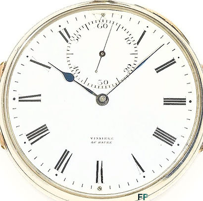 Zifferblatt, Signatur Vissiére, Schlüsseltaschenuhr, Feder - Chronometer, Adolph Lange, Glashütte um 1854