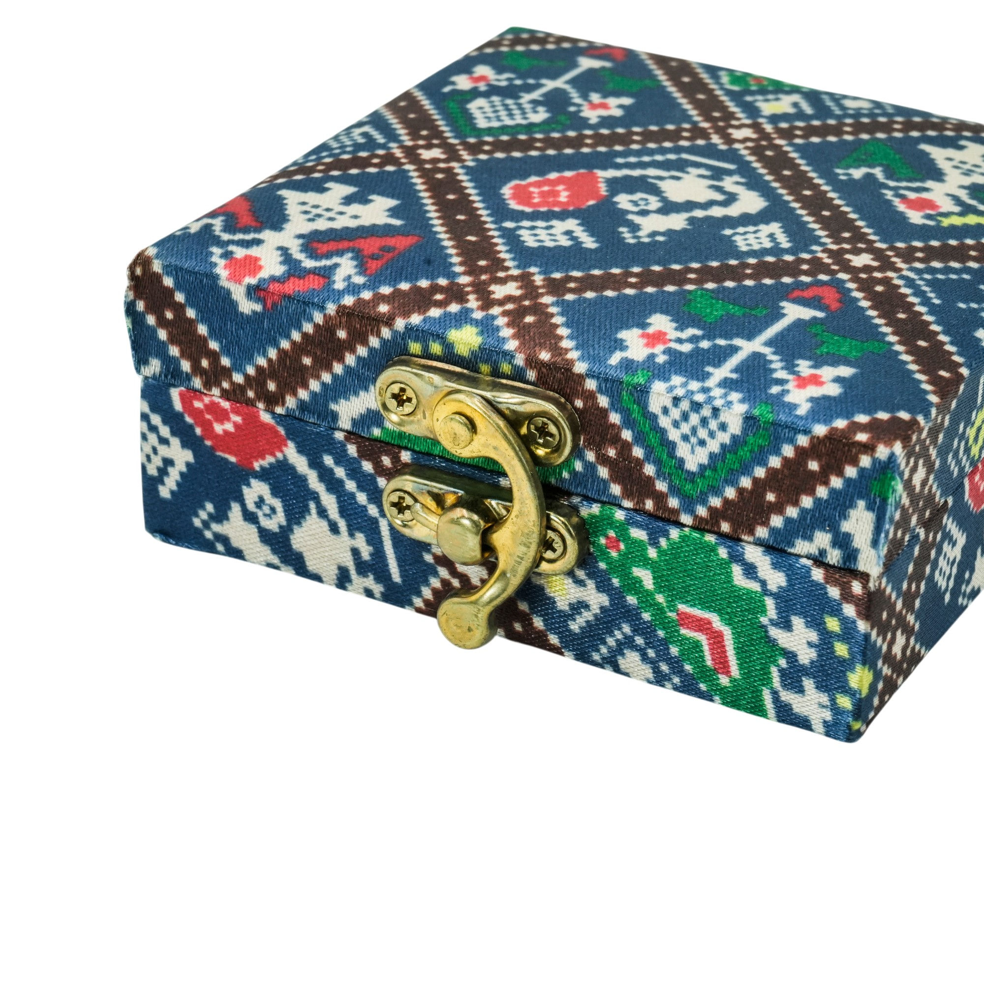 Traditional Pattern Jewelry Box with Metal Latch Decorative Storage Case & Gifts