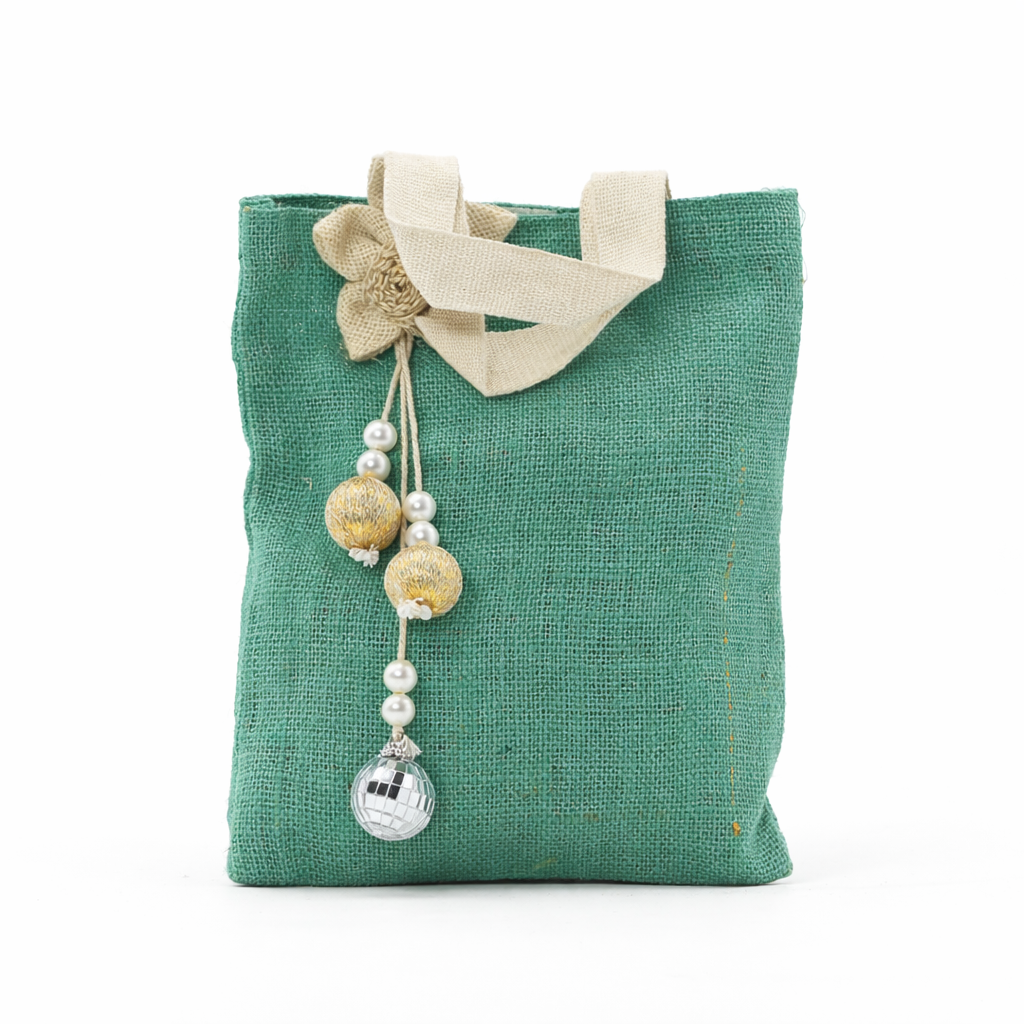 The Blossoms & Bead (Jute Hand Bag)
