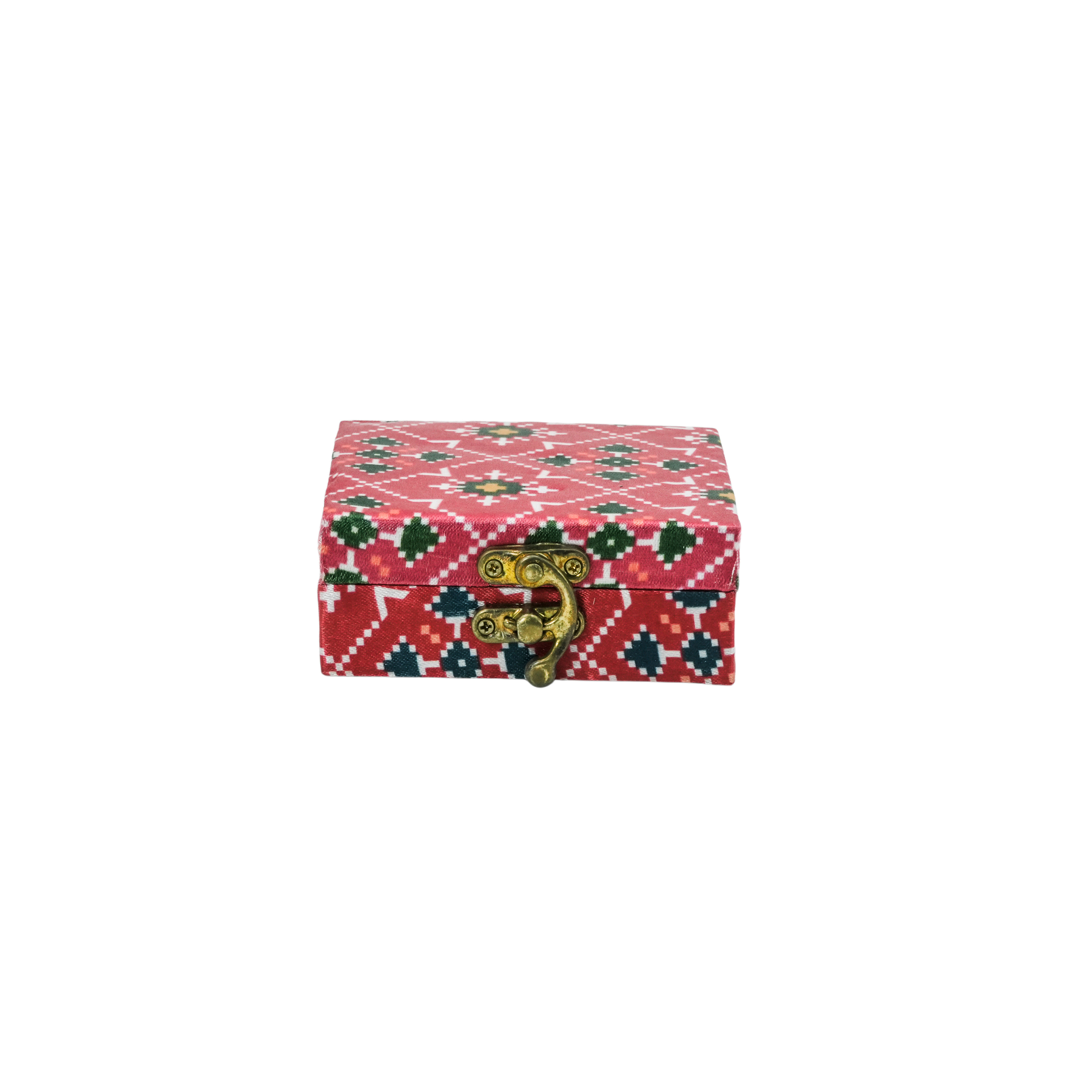 Traditional Pattern Jewelry Box with Metal Latch Decorative Storage Case & Gifts