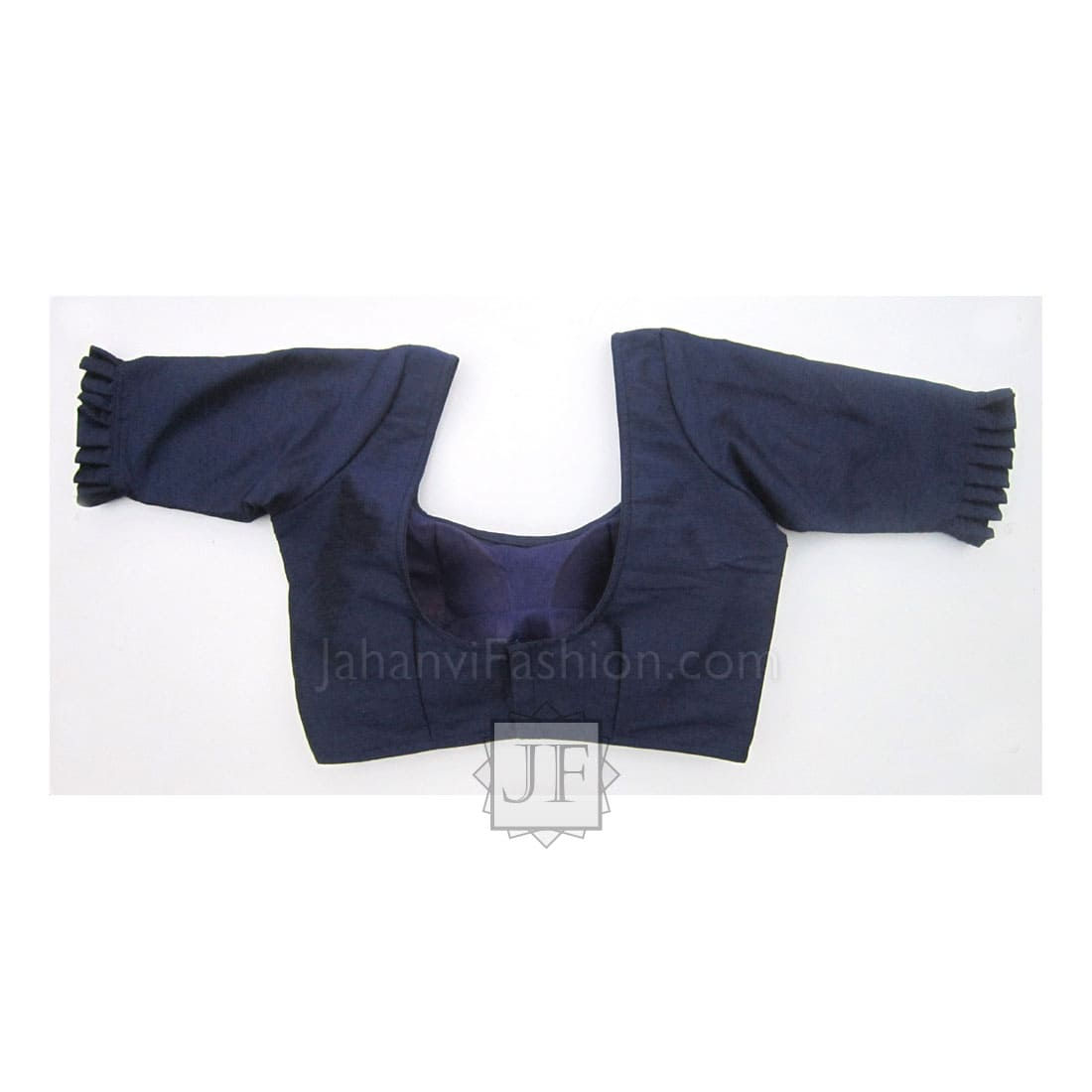 Designer Frill Sleeves Blouse With Round Neck Deep Back