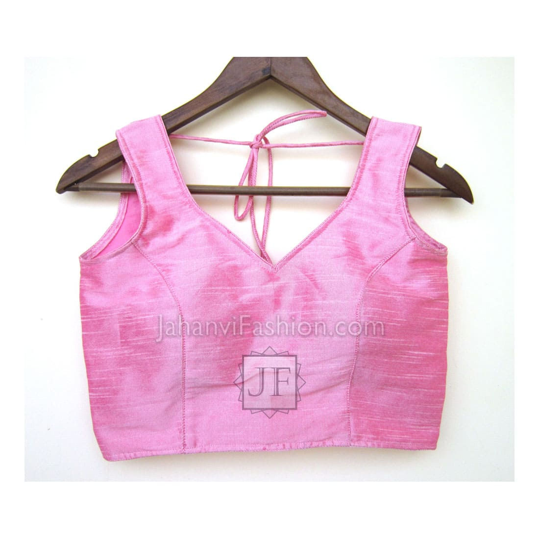 Baby Pink Sweet Heart Neck Readymade Sleeveless Saree Blouse