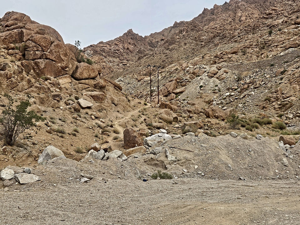 Trail is towards the pylon on this section of the Sham Valley trek.