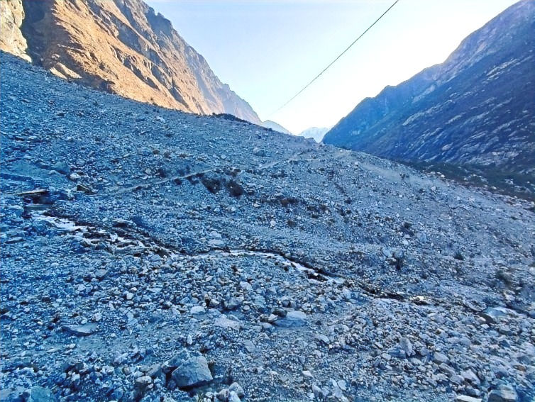 The 2015 landslide over Lantang Village which is on the Langtang trek.