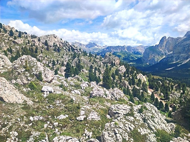 Sassolungo hike in the Dolomites, Italy.