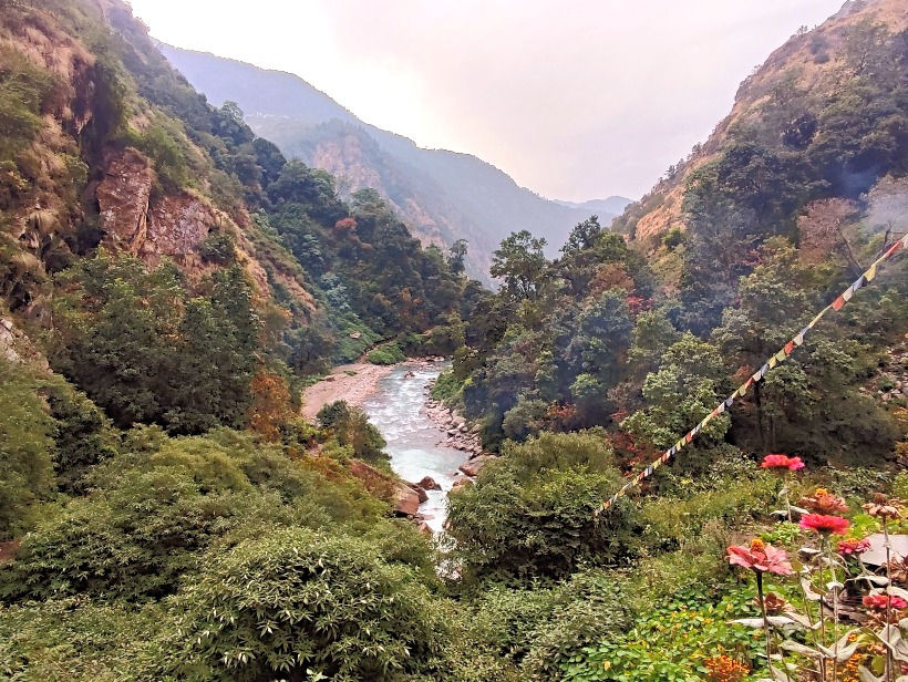 The View from the Namaste Guest House in Pairo. This is on the Langtang trek in Nepal.