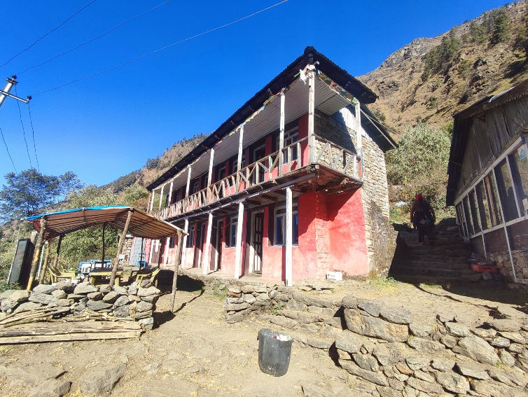 The Evening View Moon Light Guest House in Rimche. Rimche is a village on the Langtang trek.