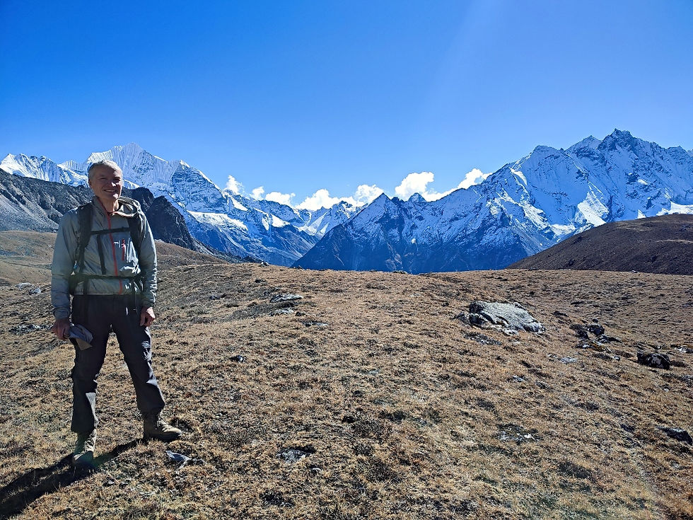 Views from the plateau above Yala Peak Base Camp. The hike to Yala Peak Base Camp is a fantastic day hike on the Langtang trek.