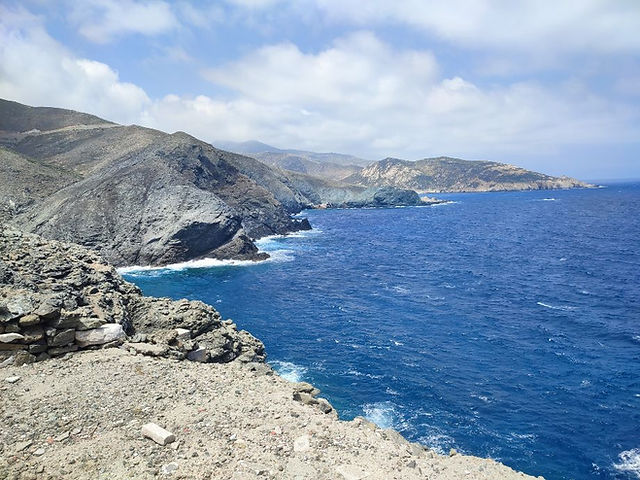 Walk from Livada beach to the lighthouse on Papargyros Cape, Naxos, Greece.
