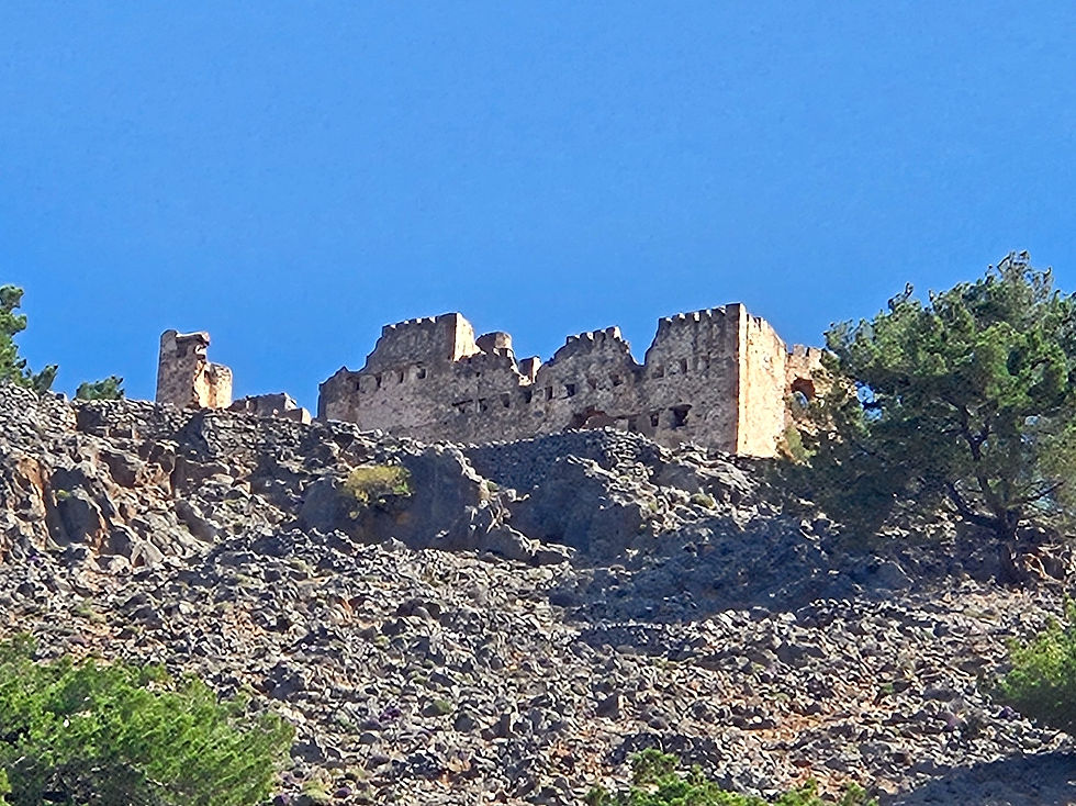 Ottoman castle high above Agia Roumeli in Crete.
