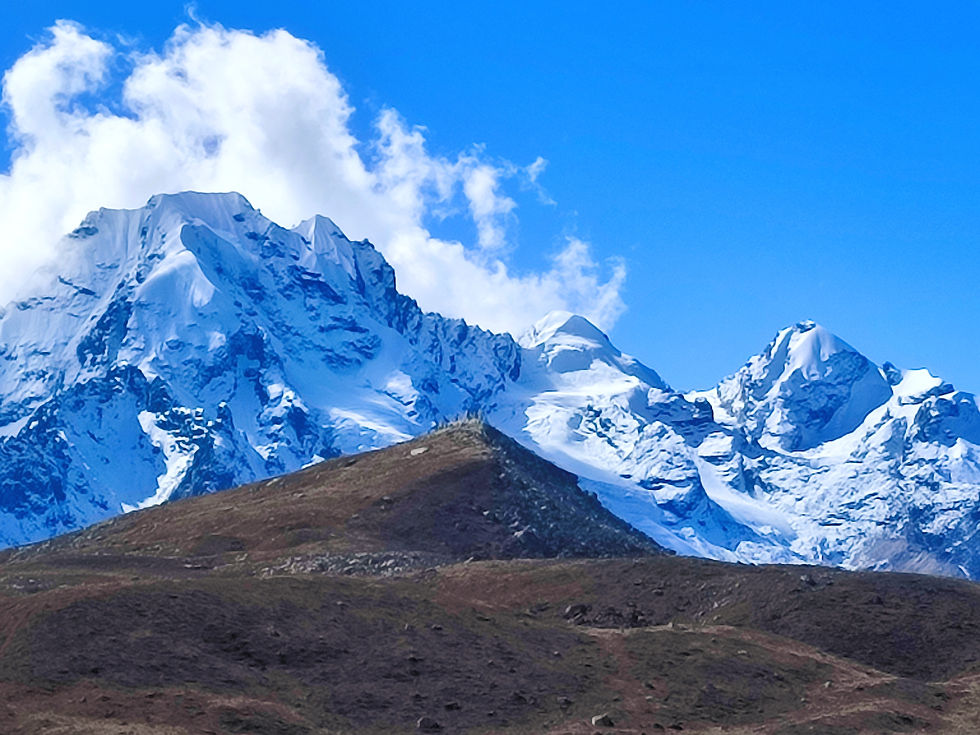 Views from the plateau above Yala Peak Base Camp. The hike to Yala Peak Base Camp is a fantastic day hike on the Langtang trek.