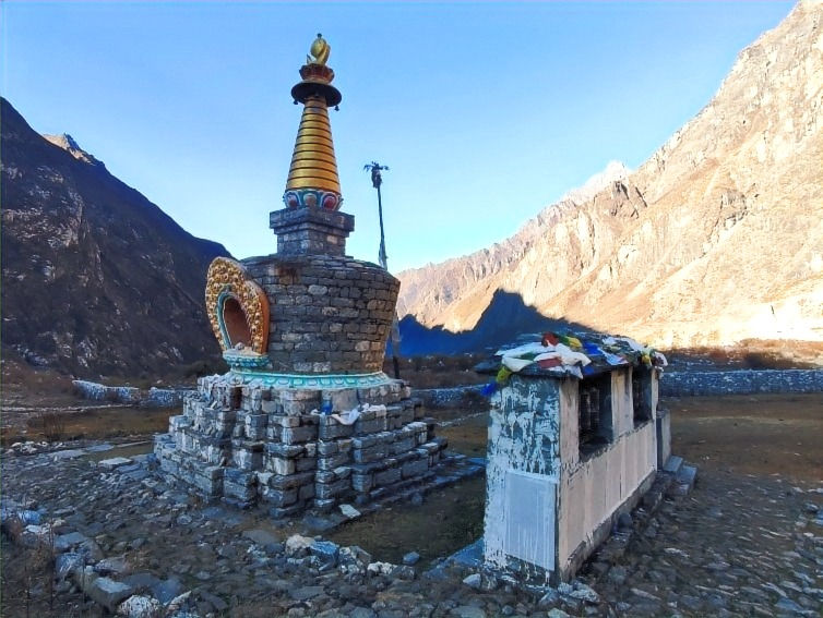 The memorial to the people who died in the 2015 landslide at Langtang village. Some trekkers doing the Lantang trek were among the dead.
