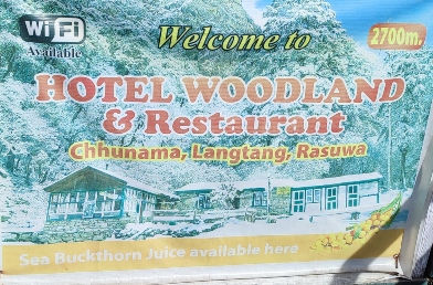 Hotel Woodland & Restaurant in Chhunama which is on the Langtang trek.