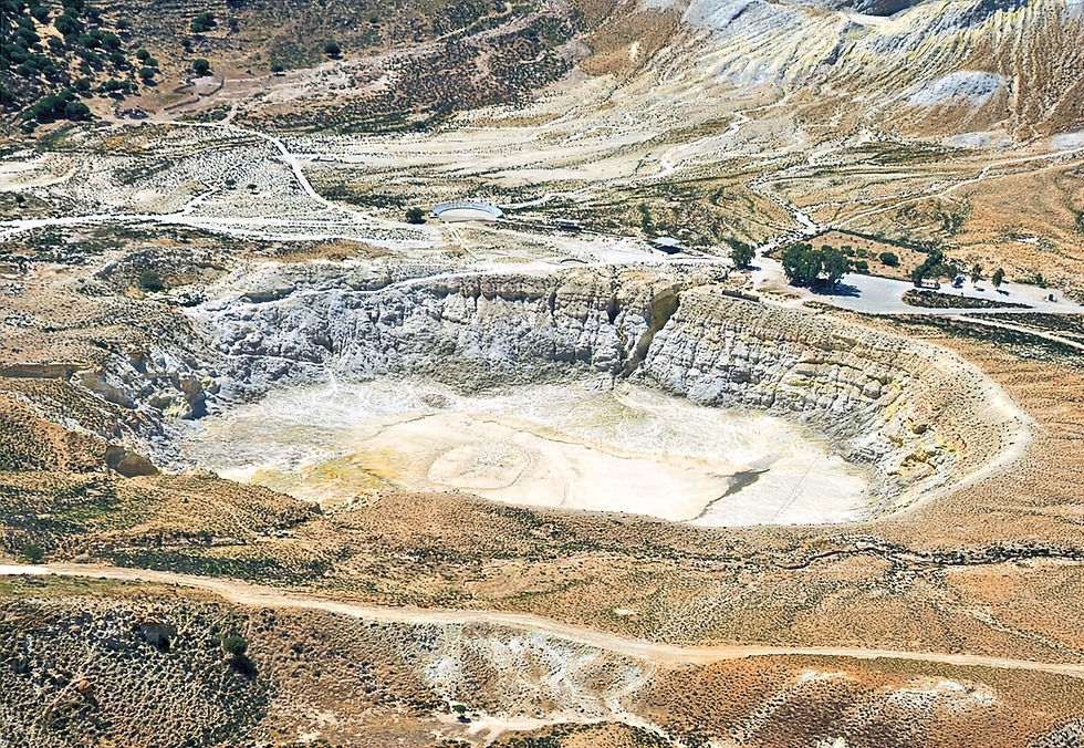 The Stefanos volcanic crater on Nisyros, Greece