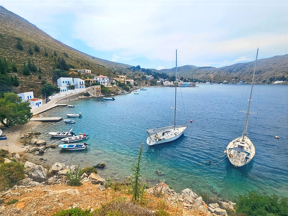 View from the coastal path between Emporios and Symi Town