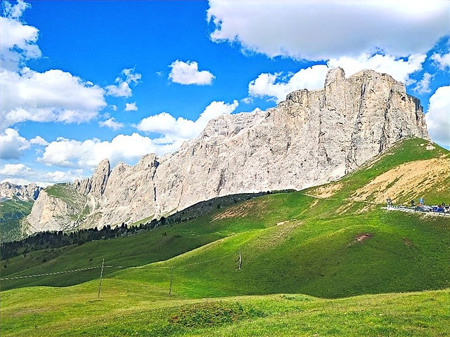 Scenery when driving to Val Gardena in the Dolomites, Italy.