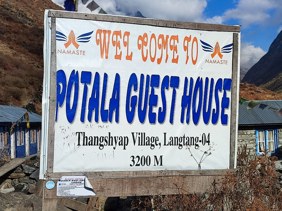 Potala Guest House in Thyangsyap which is on the Langtang trek