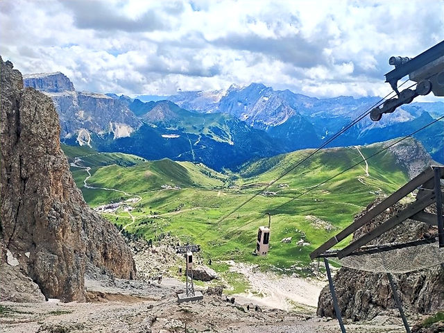 Coffin lift to Forcella Sassolungo in the Dolomites, Italy.