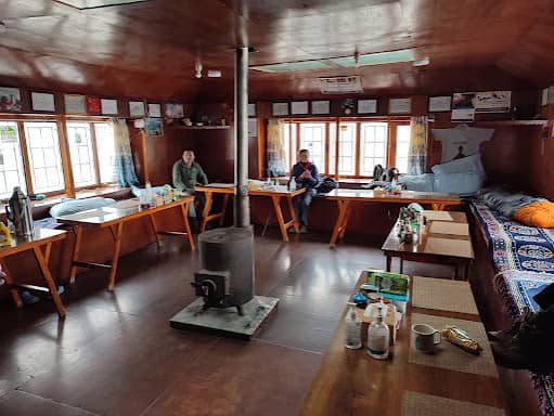 The dining room of the Ama Dablam Base Camp Lodge at Mingbo.