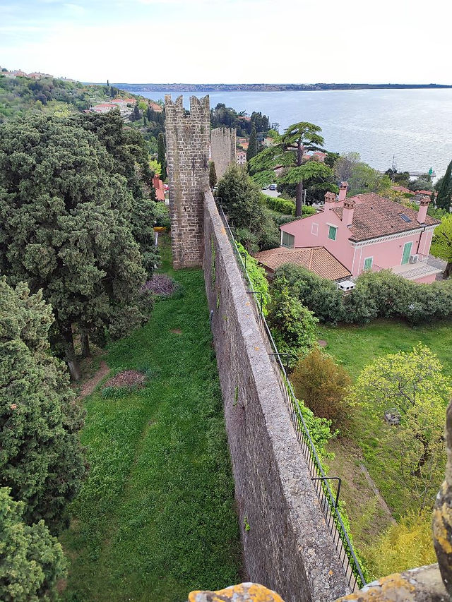 The old city wall at Piran in Slovenia.