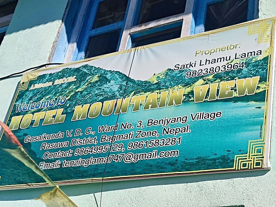 The Hotel Mountain View at Bhanjyang whicg is on the Langtang trek.
