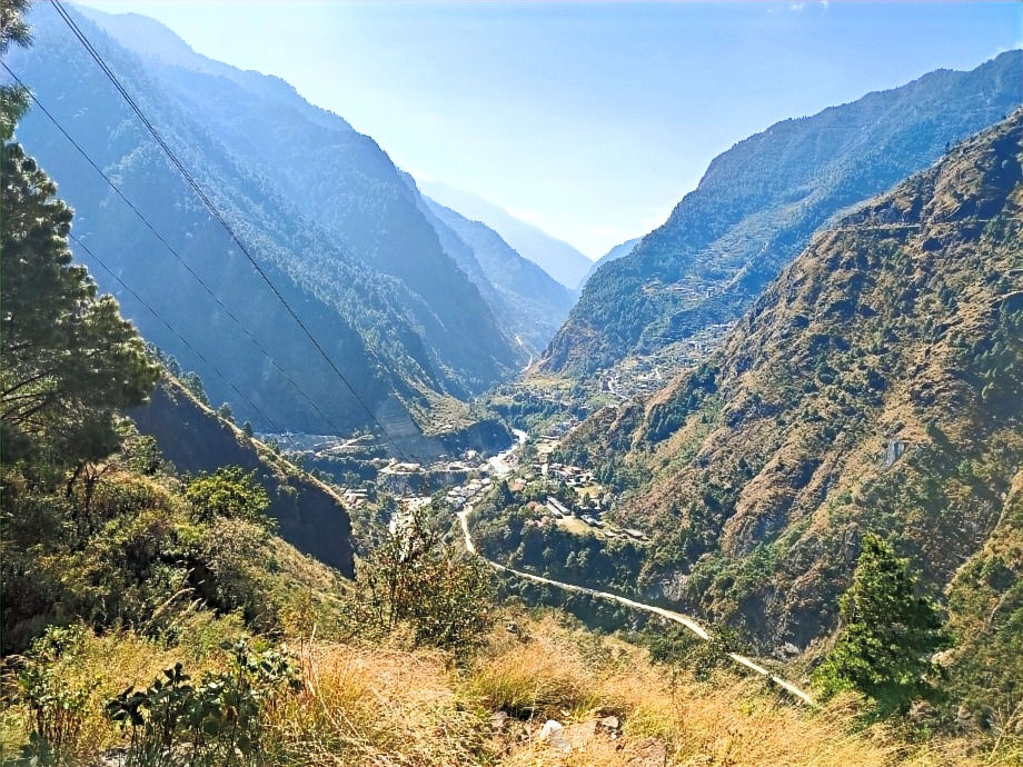 View of Syabrubesi on the way up to Sherpagaon on the upper route of the Langtang trek.