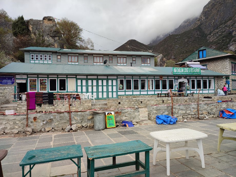The Ama Dablam Lodge in Khyangjuma is one hour north of Namche Bazaar and is on the trail of the Everest Base Camp trek.