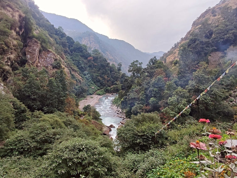 View from the village of Pairo which is passed while doing the Langtang trek.