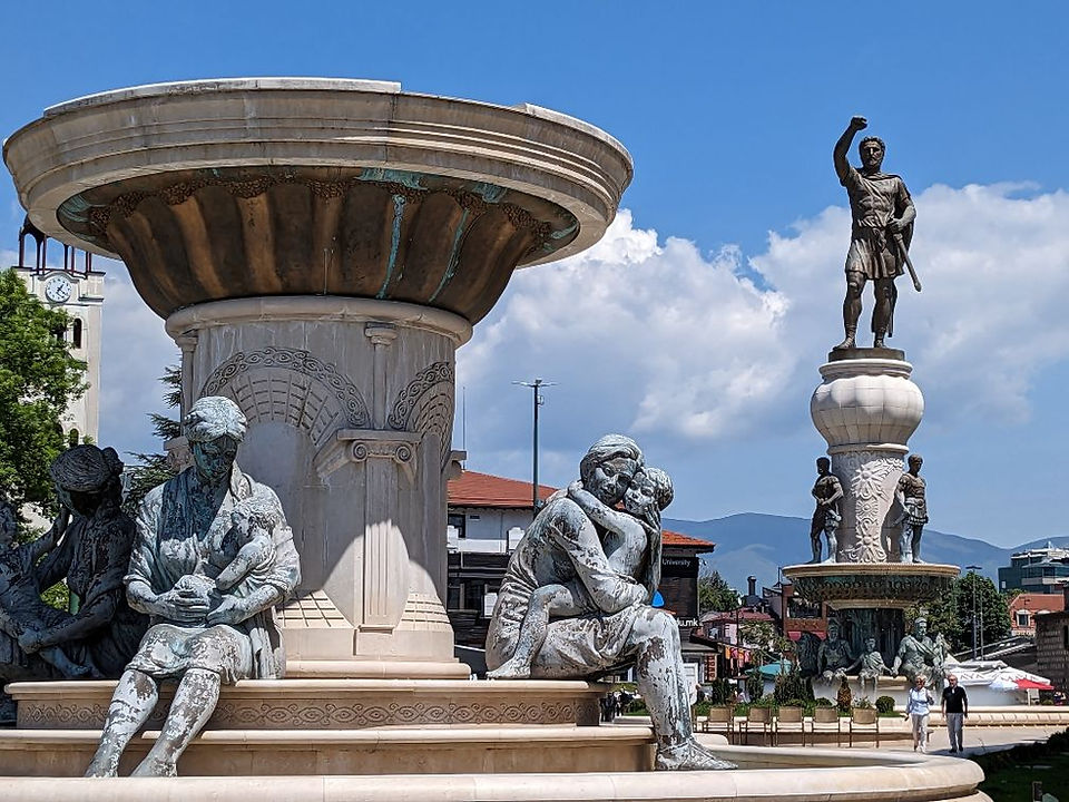 Makedonija Square in Skopje, North Macedonia.