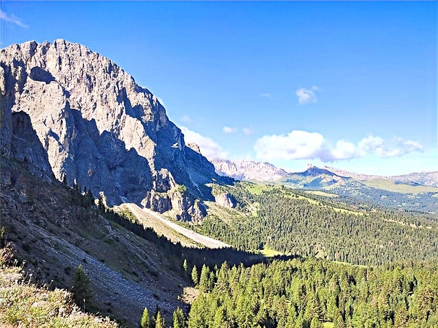 Sassolungo hike in the Dolomites, Italy.