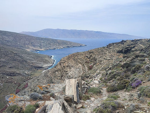 Hike from the village of Marlas down to the coastal village of Mali on Tinos Island, Greece.