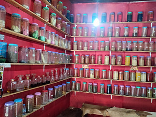 Herbalist shop near tannery Ain Azliten in Fes, Morocco.