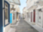 A Street in Andros Town, Greece.