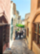 The Main Street in the Lower Town of Monemvasia, Greece.