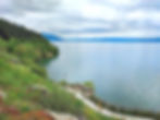 View from the Path near Labino Beach at Lake Ohrid, North Macedonia.