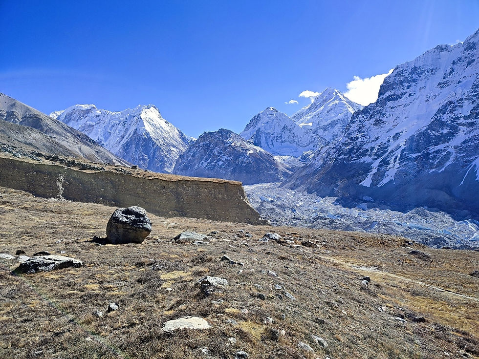 Scenery on the hike from Lhonak to Pangpema at Kanchenjunga's North Base Camp whilst doing the Kanchenjunga Circuit trek.