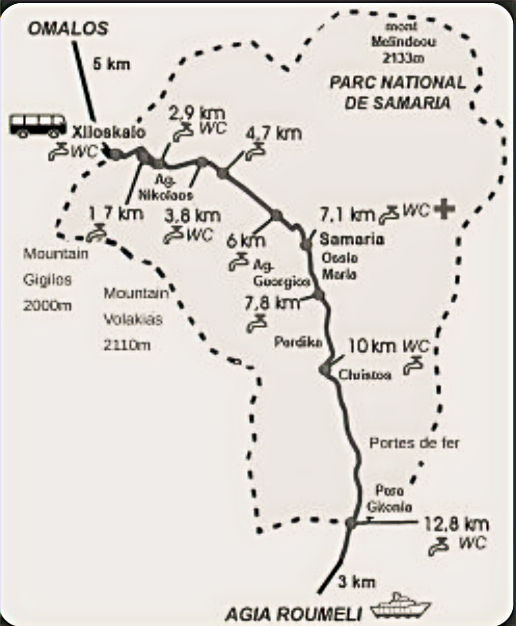 Map of the Samaria Gorge Hike