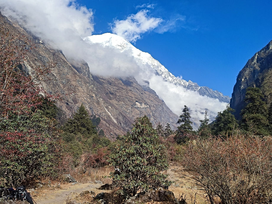 View between River Side and Ghoratabela on the main trail of the Langtang trek.