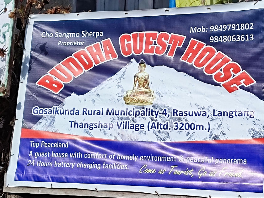 Buddha Guest House in Thyangsyap which is on the Langtang trek