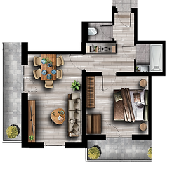 Grundriss des Appartements Anemone für 2 bis 4 Personen