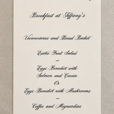 Classic calligraphy for Tiffany menu by Uday Al  Araji