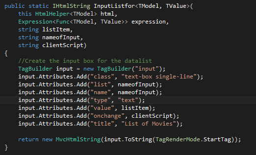 Public Interface - IHtmlString (InputList)