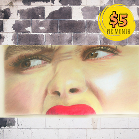 A Close Up Face Drawing with Colored Pencils