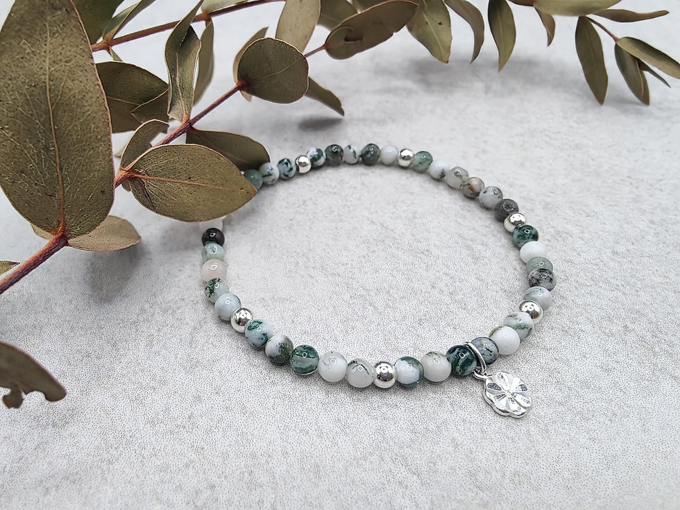 Bea | Baumachat Armband mit Blume Anhänger