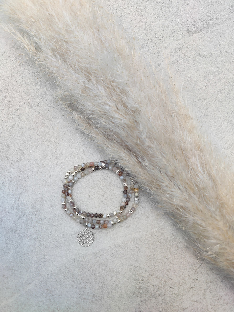 Bella | Botswana Achat Hals-/Armband, mit Herz Anhänger